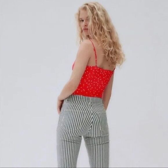 NWT Zara red & white star lace up bodysuit Sz M - Picture 9 of 10
